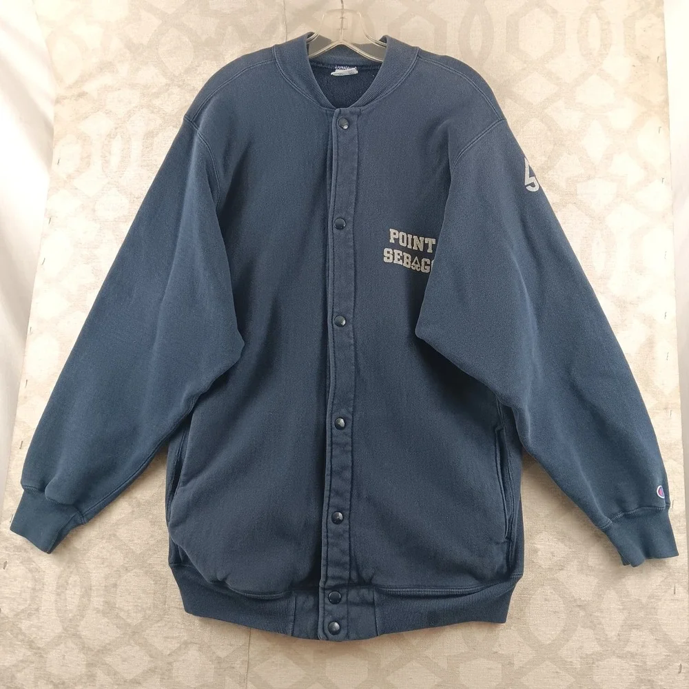 Champion Reverse Weave Point Sebago Snap Front Athletic Jacket‎ Sweatshirt XL